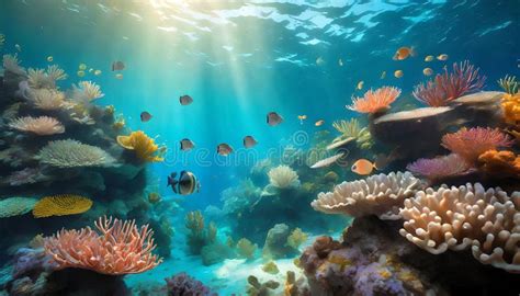 Marine Life Landscape - the Ocean and Underwater World with Different ...