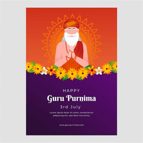 Free Vector Gradient Vertical Poster Template For Guru Purnima