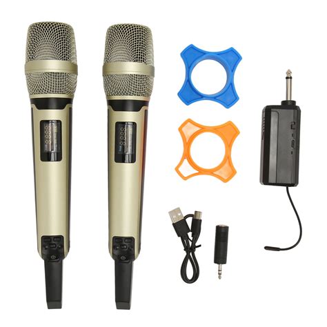 Wireless Microphone System Professional 1 for 2 Handheld Dynamic Mic ...