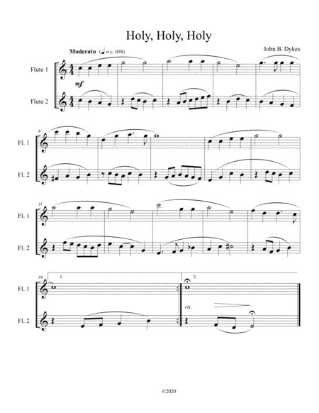 Holy Holy Holy Flute Duet Arr B C Dockery Sheet Music John