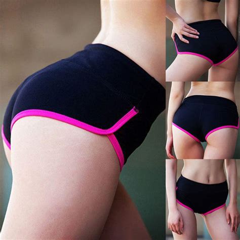 Buy Yoga Hot Pants Contrast Color Women Sexy Sports Workout Booty