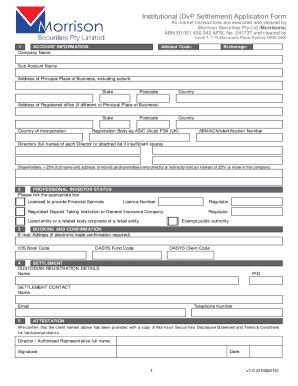 Fillable Online Institutional DvP Settlement Application Form Fax