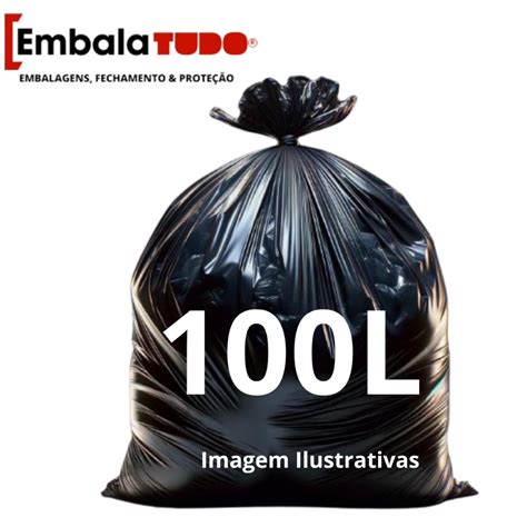 Saco De 100 Litros - Saco de Lixo 100 Litros pacote com 50 unidades 0.06mic Preto Direto da ...