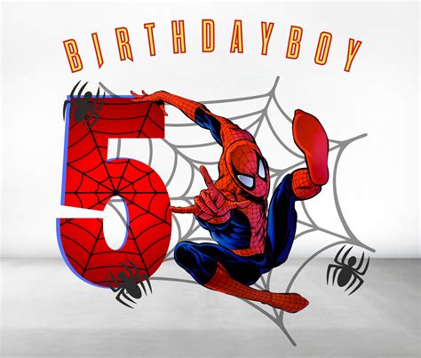 Spiderman Birthday Boy PNG 5th Birthday PNG - Etsy Australia