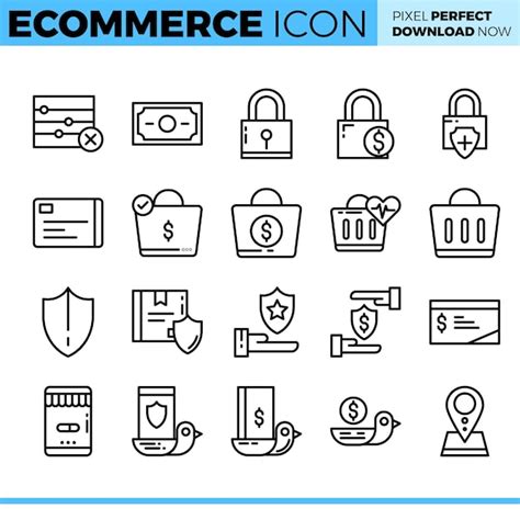 Conjunto De Iconos De Comercio Electr Nico Vectorial Vector Premium