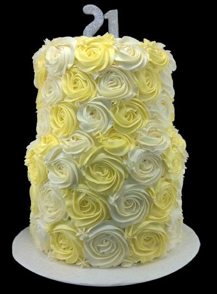 2 Tier 21st Yellow And White Rose Swirl Cake 10 Carrot Cake On The