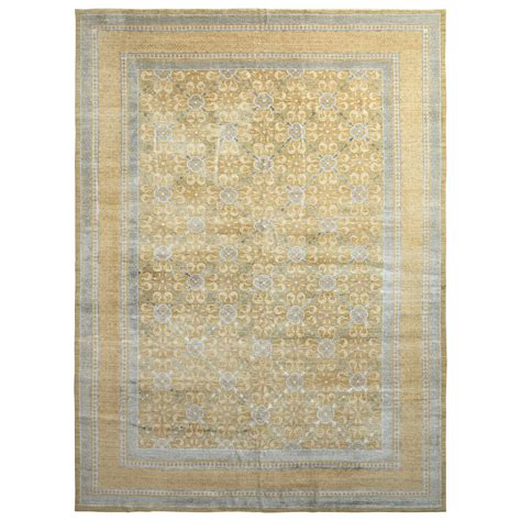 Rug and Kilim’s Transitional Rug in Beige-Brown and Blue Floral