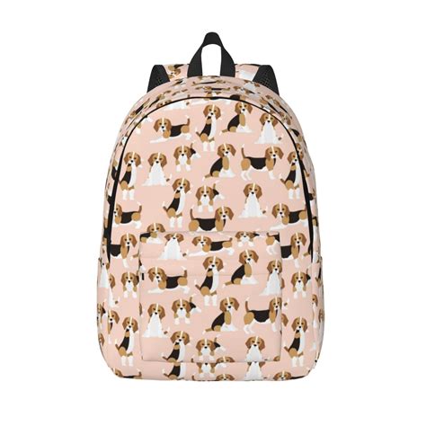 Defioc Beagle Dog On Brown for Canvas Backpack,Travel Rucksack Unisex