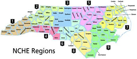 North Carolina Regions Map Printable