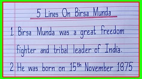 5 Lines On Birsa Munda In English Essay On Birsa Munda In English Birsa