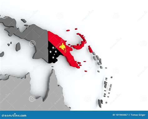 Map Of Papua New Guinea With Flag Stock Illustration Illustration Of