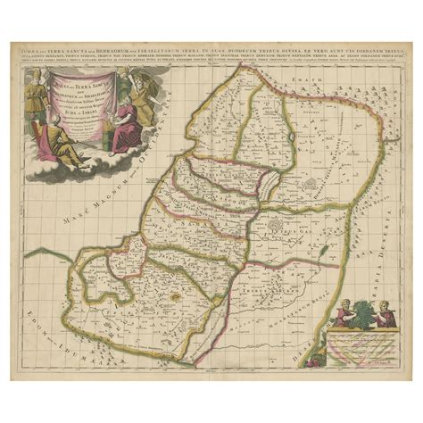 Original Rare Map of the Holy Land Showing the Twelve Tribes of Israel
