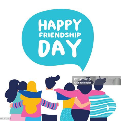 happy friendship day card  friend group team hug high res vector