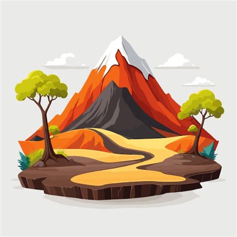 Volcanic Landscape Vector Premium Ai Generated Vector