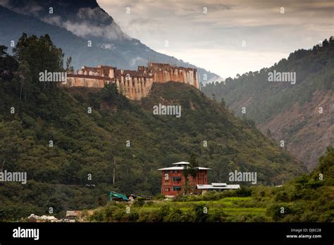 bhutan wangdue phodrang fire destroyed ruins  dzong  ridge