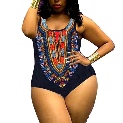 Plus Size Women One Piece Swimsuit Curve Appeal Dashiki African Print