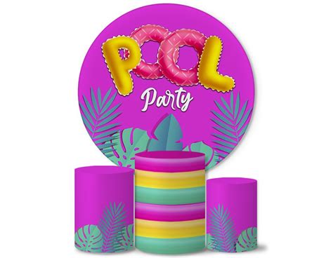 Trio Capas Cilindros Painel Tema Pool Party Pink Veste F Cil