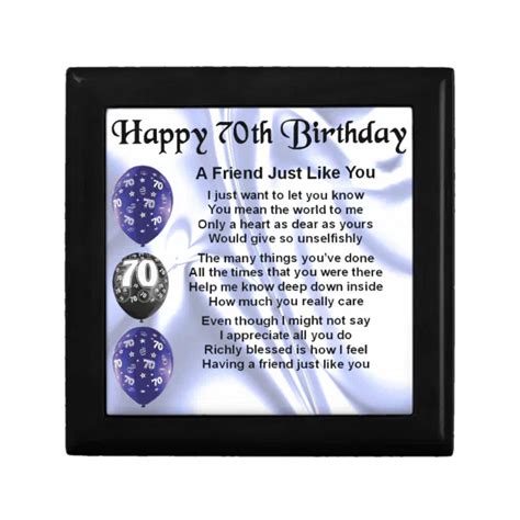 Friend Poem 70th Birthday Jewelry Box Zazzle