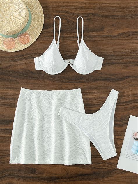 Shein Swim Sxy Ba Ador Bikini Con Aro Liso Con Falda De Playa Mode De Mujer Shein Espa A