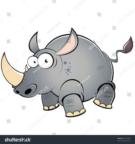 Funny Cartoon Rhino Stock Vector 57349486 Shutterstock