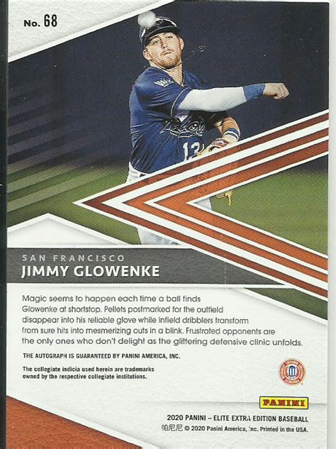 2020 Elite Extra Edition 68 Jimmy Glowenke Rookie Auto Autograph RARE