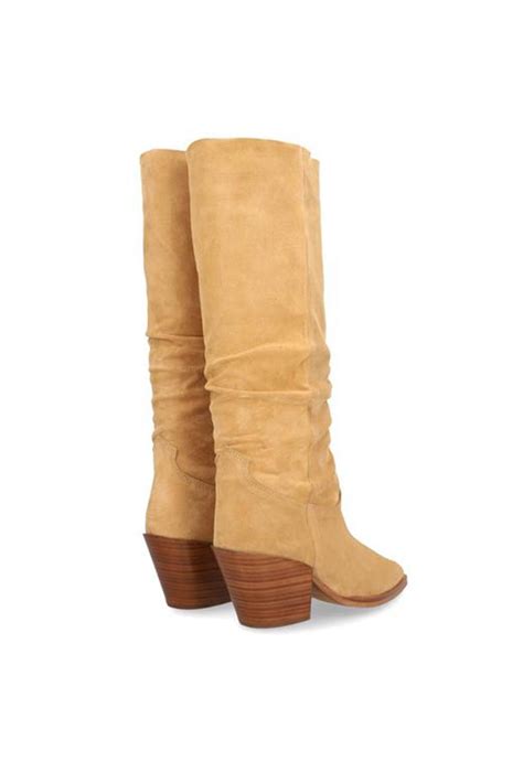 Bota Alta Piel Campera Beige Color Beige Talla