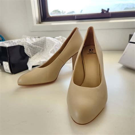 Jane Debster Genuine Leather Beige Nude Heels Shoes Size B S