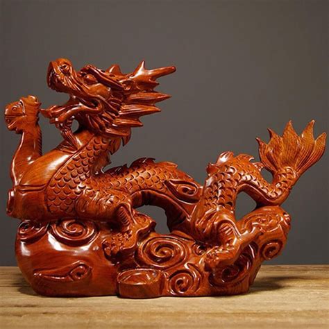 small dragon statue wooden chinese feng shui dragon figurines  year