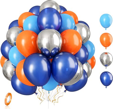 Globos Naranjas Y Azules 55 Globos Azul Marino Claro Y Naranja