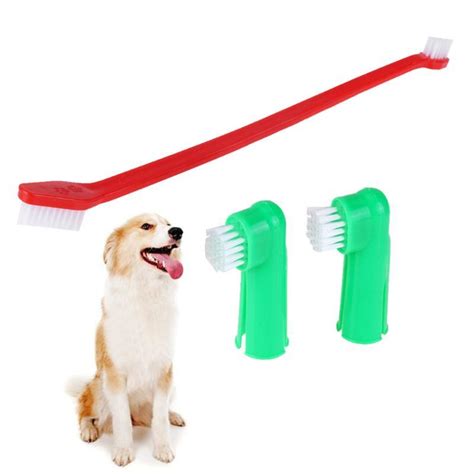 Red Size M3pcsset Pet Finger Toothbrush Dog Double Head Toothbrushes