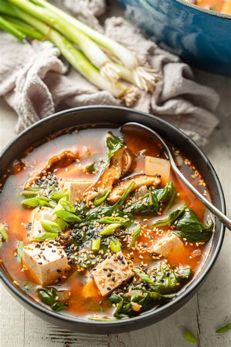 Spicy Korean Tofu Soup - Connoisseurus Veg