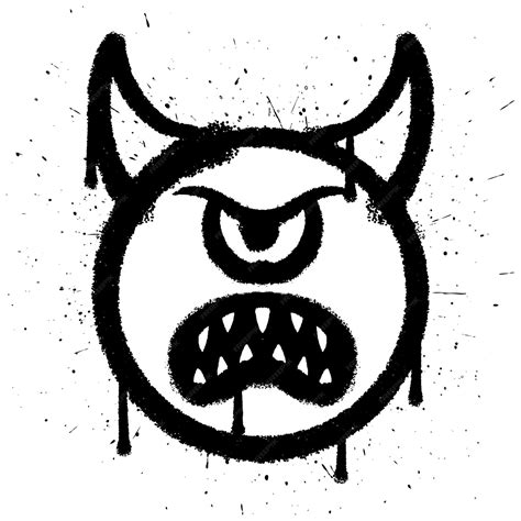 Premium Vector Graffiti Spray Paint Angry Cyclops Devil Emoticon