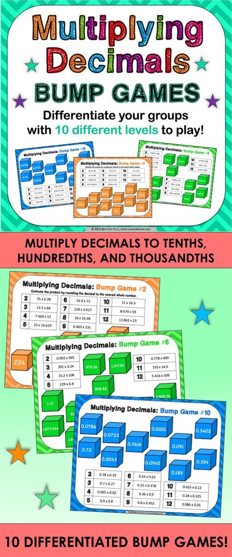 Multiplying Decimals Games 5th 6th Grade Math Centers 5 NBT 7 6