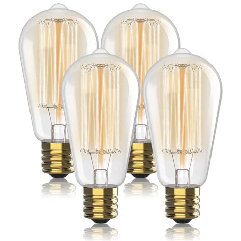 Vintage Incandescent Edison Light Bulbs 60w 4 Pack E26 E27 Base