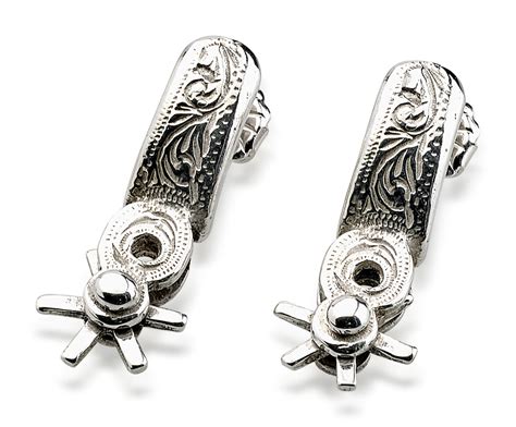 Mexican Spur Earrings Sterling Silver Rusty Brown Jewelry