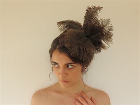 Suede And Ostrich Feather Teardrop Hat Fascinator Mttc