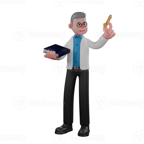 male physics artist  model  male physicist stands holding  blue