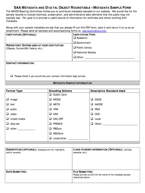 Fillable Online Www2 Archivists SAA METADATA AND IGITAL OBJECT