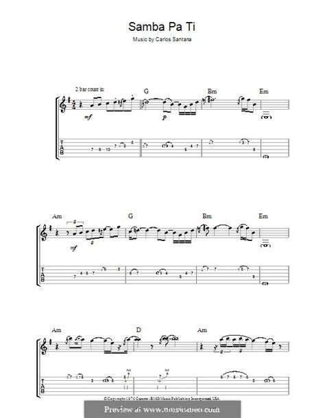 Samba Pa Ti Santana By C Santana Sheet Music On Musicaneo