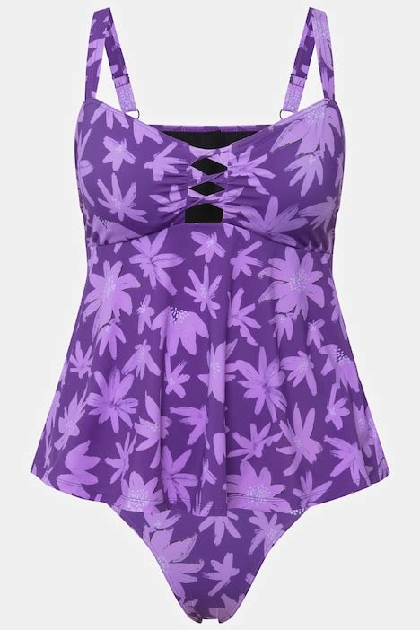 Tankini lirios rellenos blandos bandas decorativas top más largo Bikini Trajes de baño