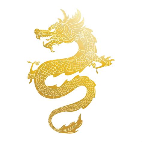 Dragón Dorado Volando Con Dos Manos Vector Premium