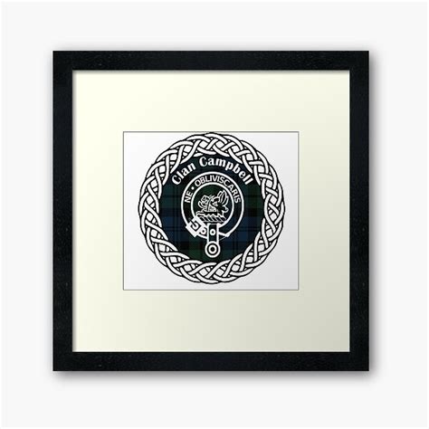 Clan Campbell Surname Last Name Tartan Crest Badge Framed Art Print