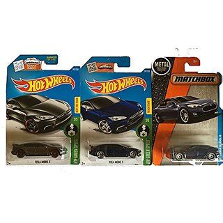 Buy Hot Wheels Blue Dark Grey With Matchbox Blue Tesla Model S Car Set Online