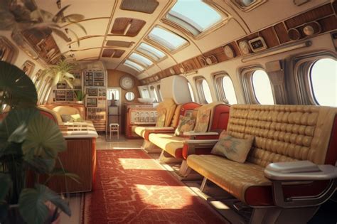 Premium Photo | Retro futuristic train interior with vintage details