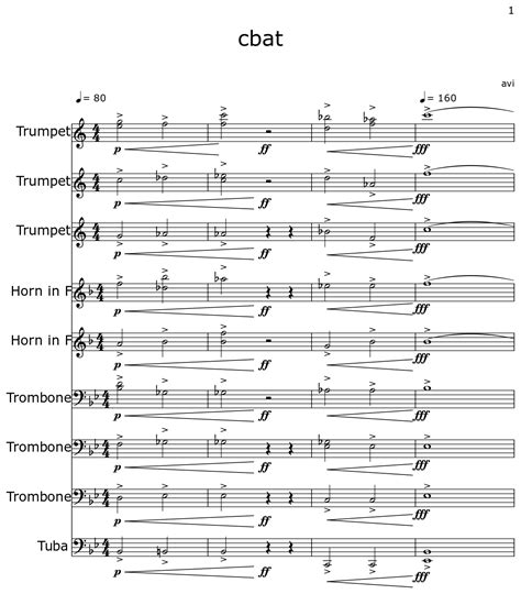 Cbat Sheet Music For Trumpet Horn In D Trombone Tuba