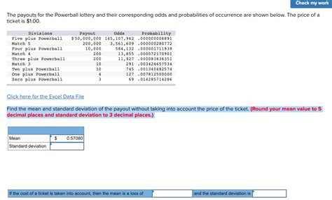 Solved Check My Work The Payouts For The Powerball Lottery Chegg