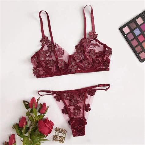 Sexy G String Fleurs Broderie Bralette Dentelle Soutien Gorge Bustier Lingerie String N63199