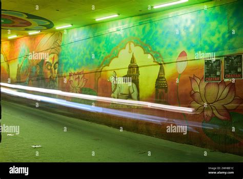 Janki Setu Rishikesh Wall Painting At Night Stock Photo Alamy
