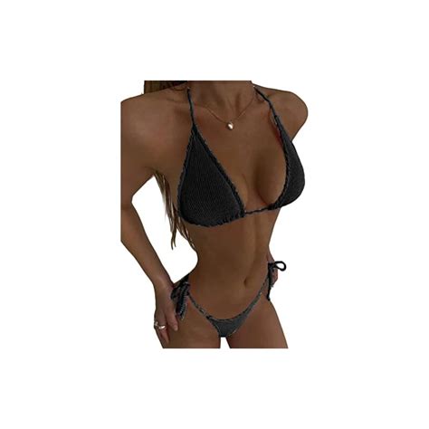 ORANDESIGNE Costume Da Bagno Donna Micro Bikini String Brasiliana Mini Tankini Mare Push Up