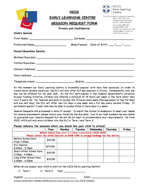 Fillable Online ELC Session Request Form 2013 Pdf Fax Email Print